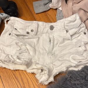 Aeropostale White Distressed Jean Shorts